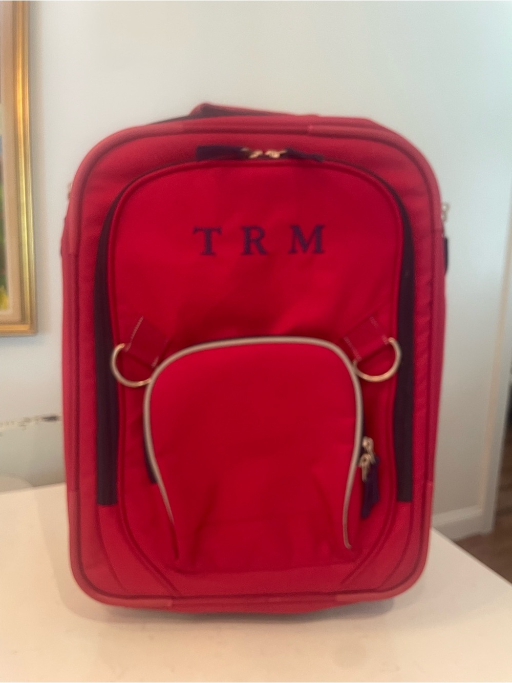 Pottery Barn Kids Monogrammed Red Carry Bag for kids suitcase